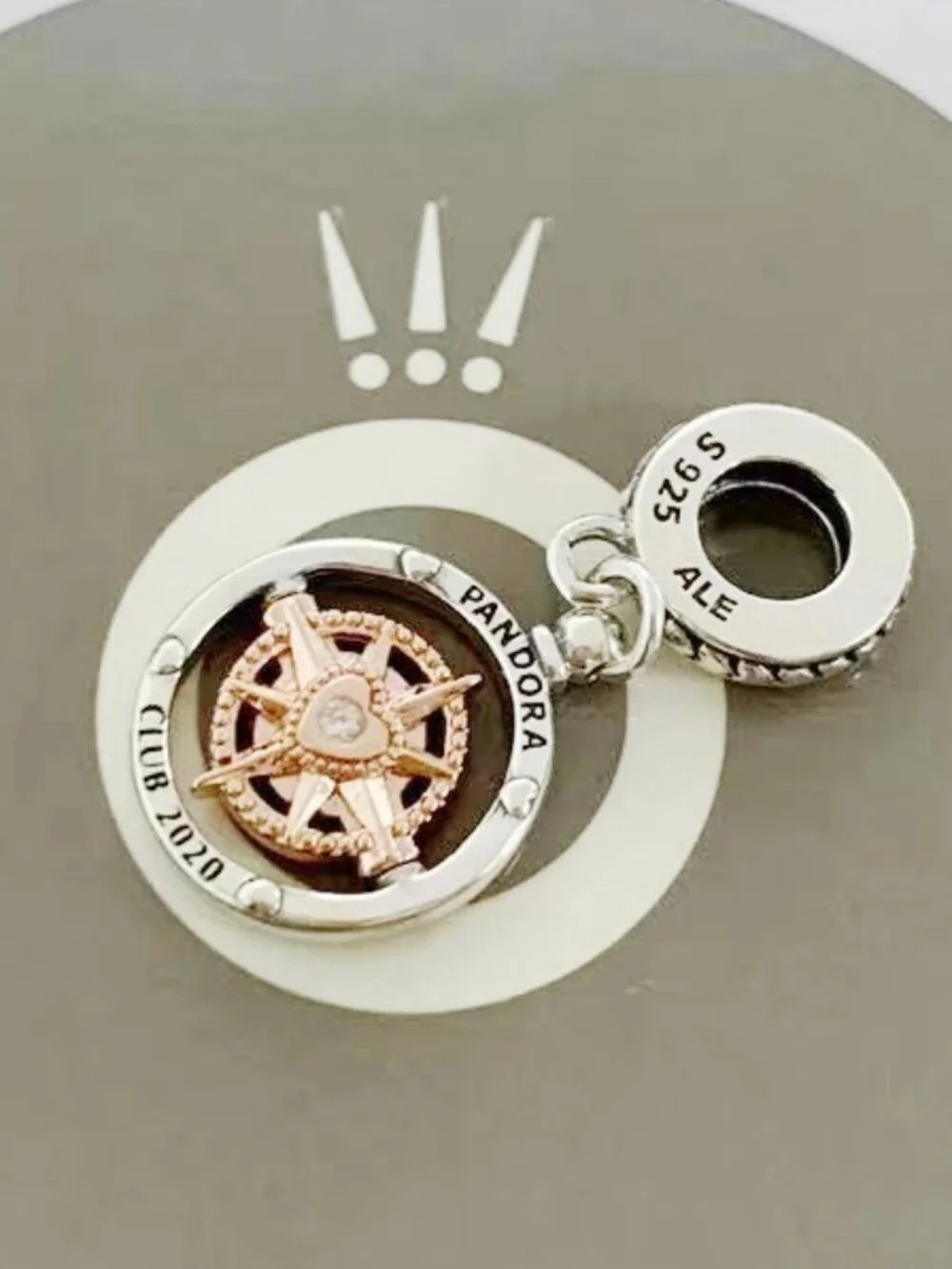 Pandora Rose™ Club 2020 Compass Dangle Diamond Charm Rose Gold-Plated